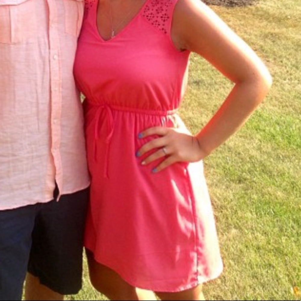 Coral high/low dress
